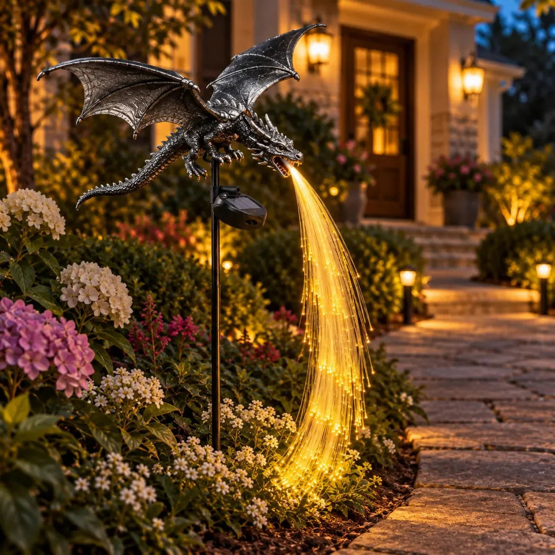 Lumadrache Solar-Gartenskulptur